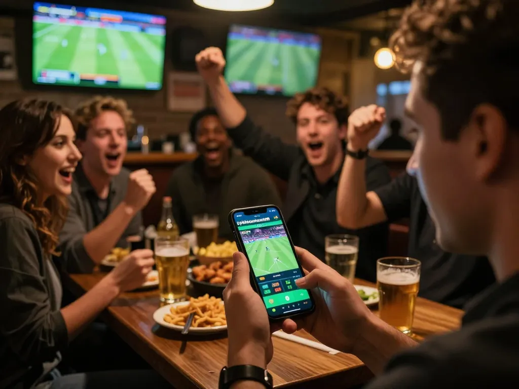 Engaged sports bettor using the tylekeonhacai88 app to check live odds during a game