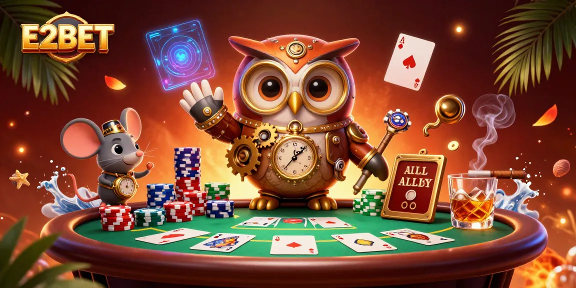 Experience the thrilling excitement of E2BET in this vibrant 3D casino scene.