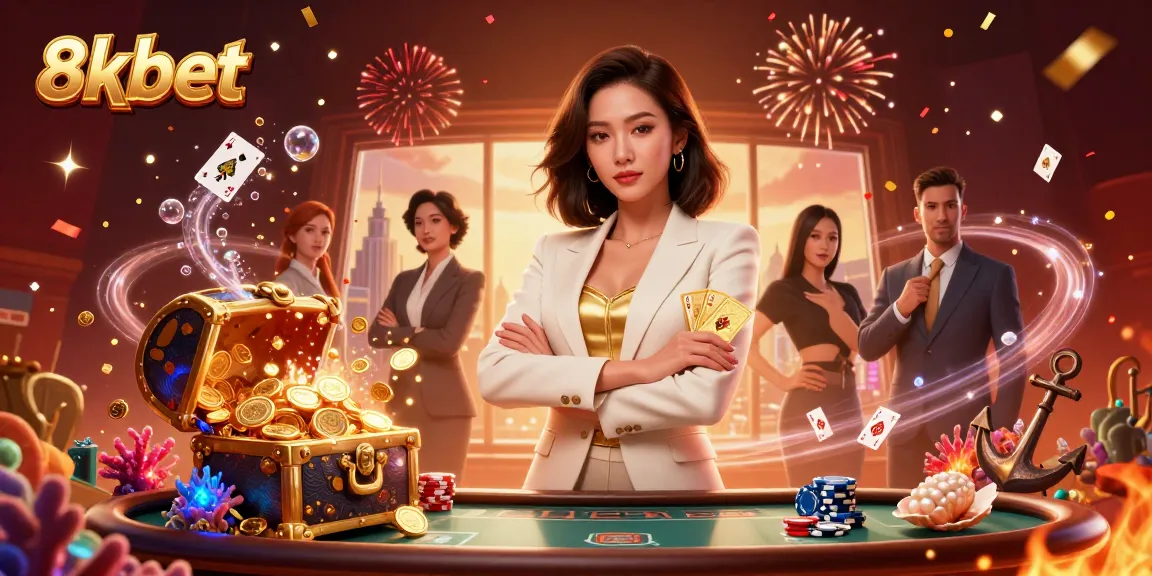 Experience exciting games at 8xbet casino with gold coins and vibrant cards.