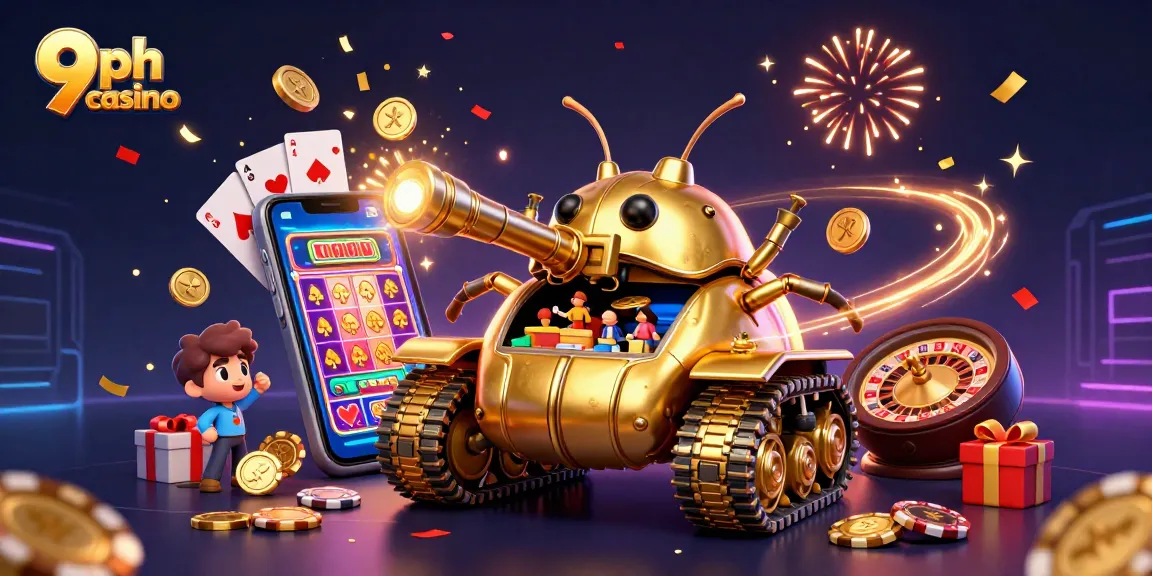 Experience the excitement at 9ph casino with vibrant games, confetti, and dynamic celebrations.
