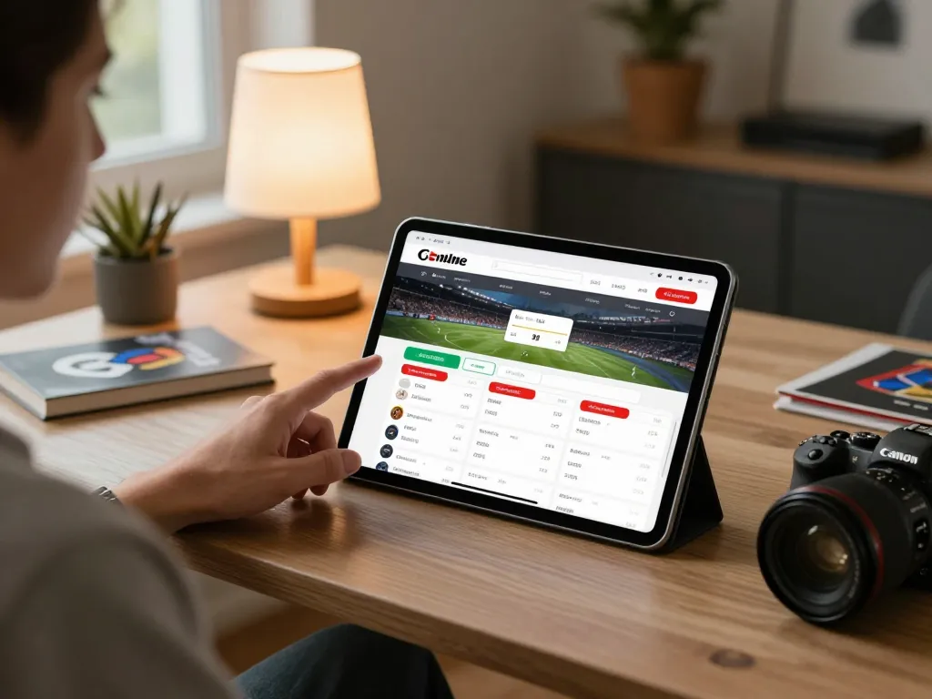 Engaging in live sports betting on ko66 platform via tablet in a cozy home environment.