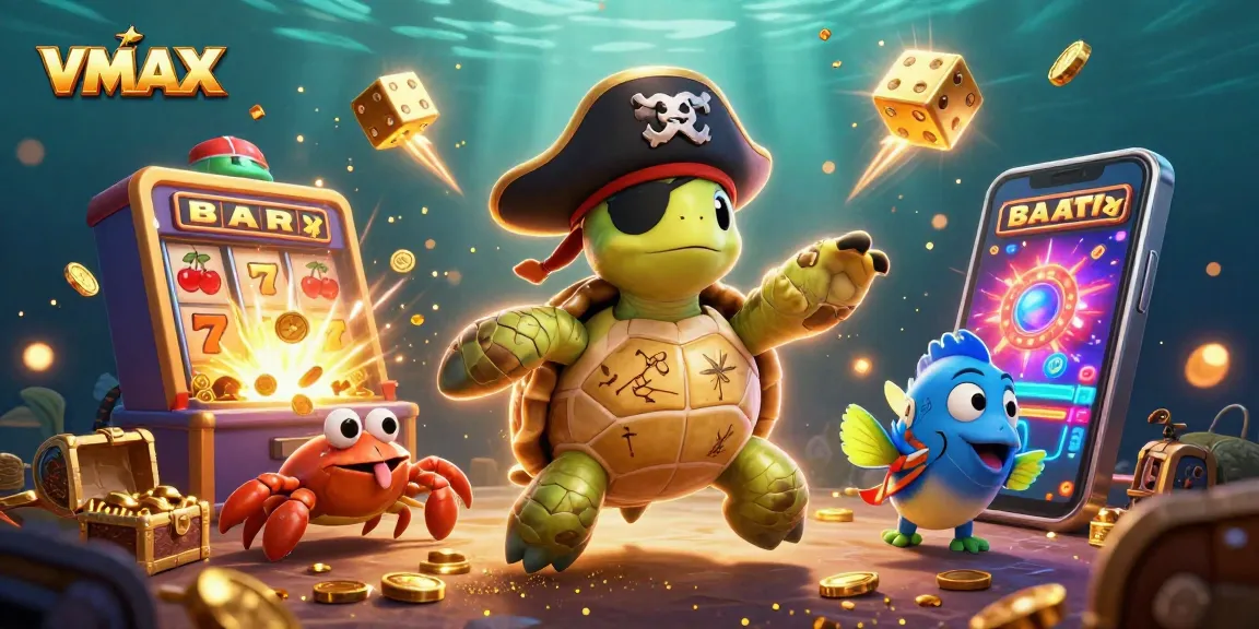 Experience the exciting VMAX online casino adventure with colorful games and characters.