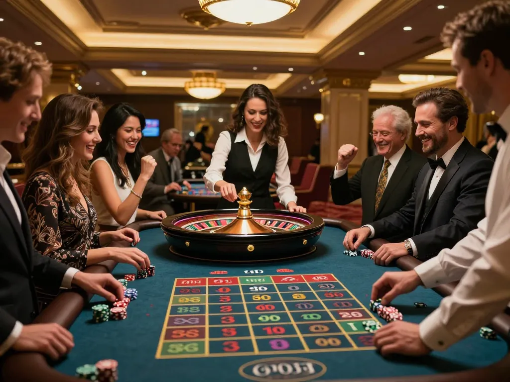 Players at a roulette table celebrating wins, showcasing the excitement of TT88 casino gameplay.