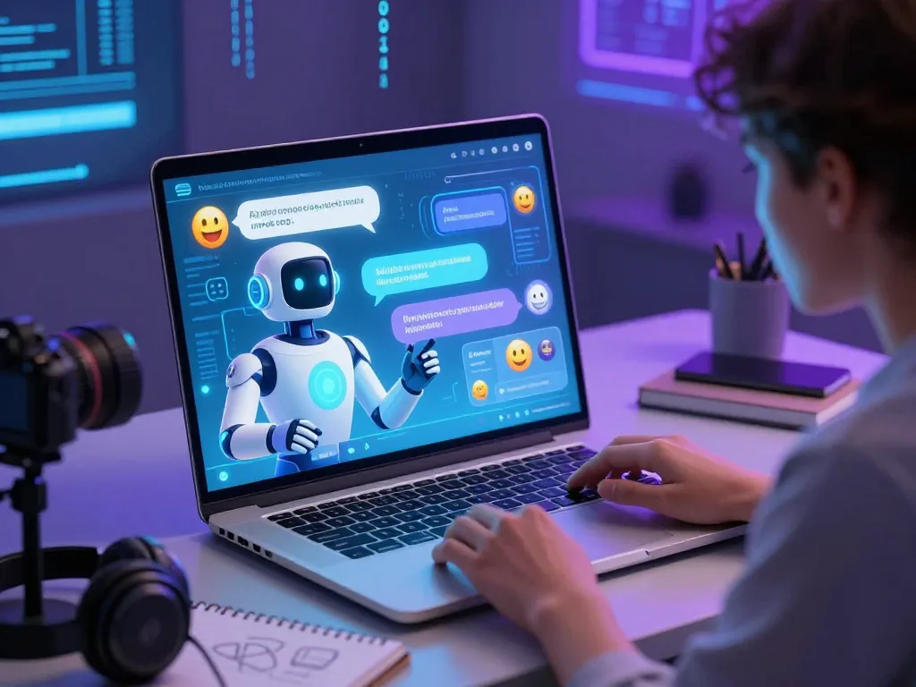 Interactive ai sex chat with a chatbot engaging users in a vibrant digital setting.