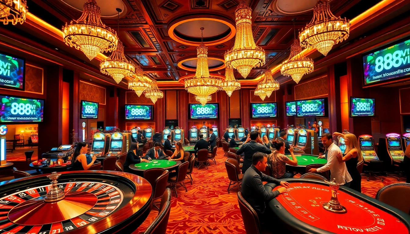 Experience thrilling gameplay at https://888vi.com.co/ with dynamic casino tables and vibrant lighting.