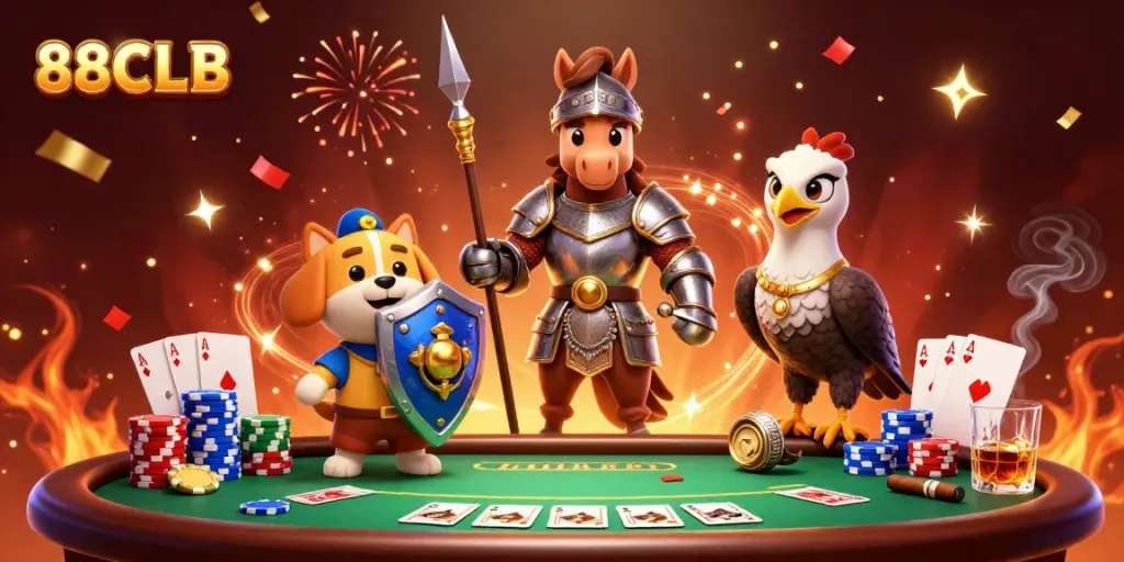 Experience thrilling gameplay at 88CLB with vibrant casino adventure illustration