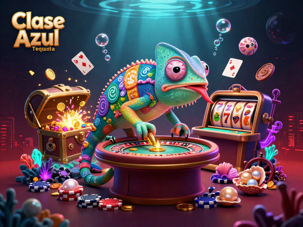 Engage with Clase Azul Tequila while experiencing a vibrant casino atmosphere filled with colorful elements.