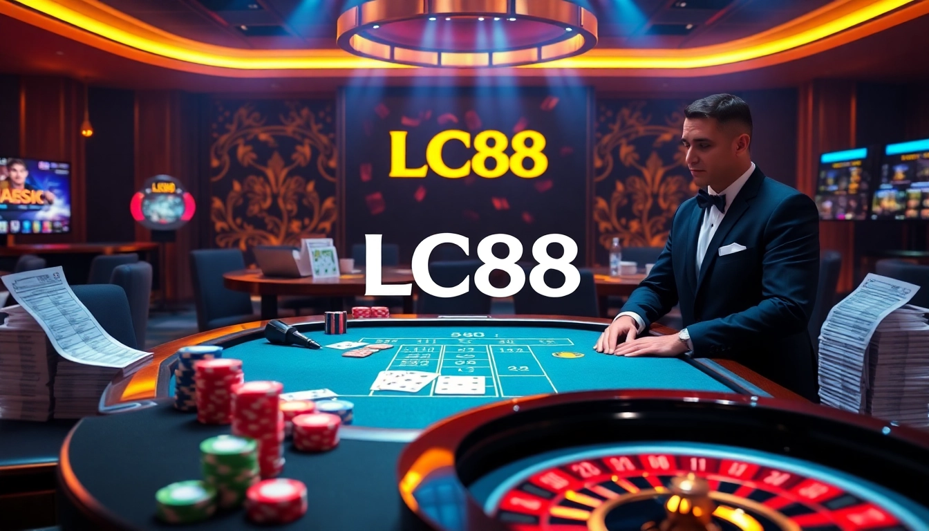 Experience professional gambling thrills at LC88's vibrant casino interface.