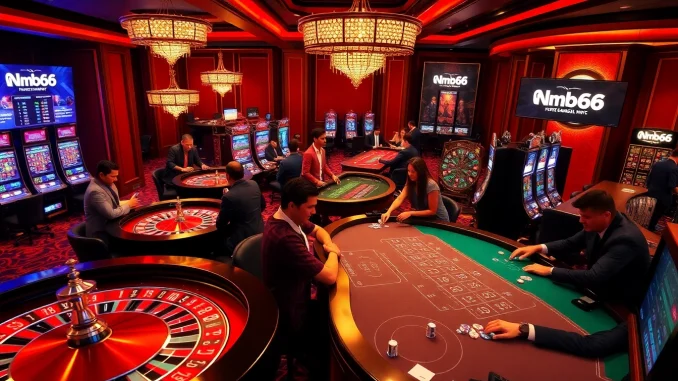 Experience the thrill of gambling at mb66.nyc with an elegant casino scene filled with action.