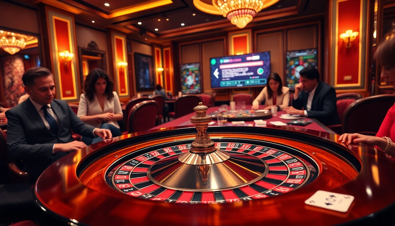 Engaged players enjoying a high-stakes game at https://hb88hz.club/ casino table with vibrant chips and cards.