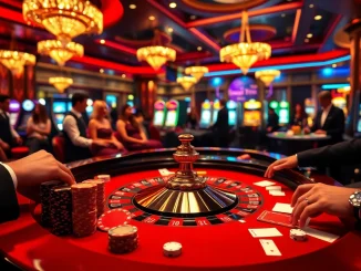 Players enjoying high-stakes excitement at the roulette table in https://febet4.art/ casino scene.