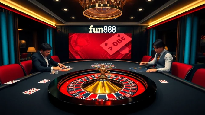 Experience the excitement of fun88 at a luxurious casino table with vibrant chips and cards.
