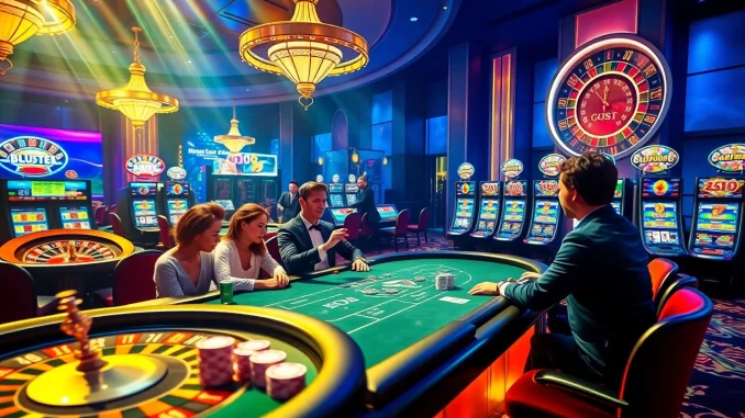 Engaging online gambling experience at loto188.gb.net with poker, roulette, and vibrant casino visuals.