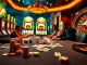 Exciting scene at F168 OKVIP casino table featuring poker chips and high-stakes players.