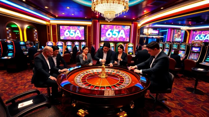 Engaged players enjoying the high-stakes excitement at the 65A casino.