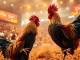 Live cockfighting action at SV368, showcasing fierce competition and vibrant atmosphere.