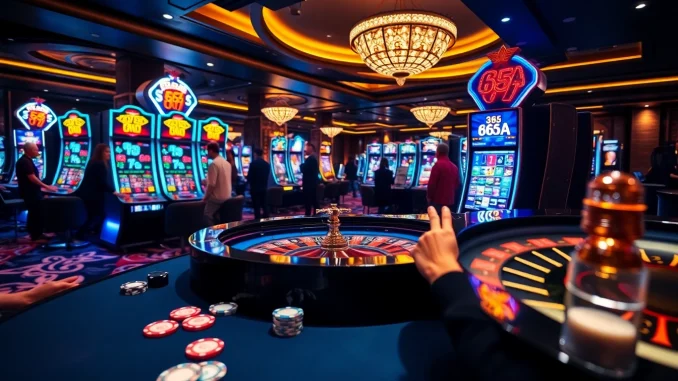 Players enjoying exciting games at the 65A casino, showcasing a vibrant roulette table.