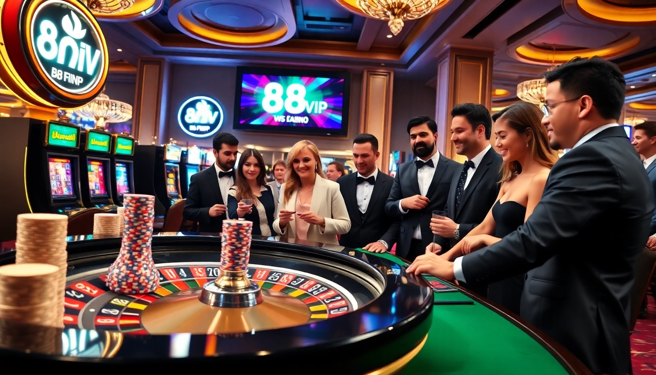 Excited players enjoying high stakes at 68VIP casino table games with vibrant action.