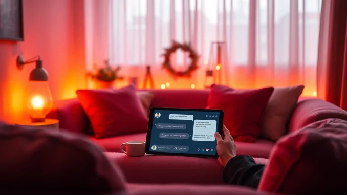 Experience intimate conversations with sex ai in a cozy, inviting digital setting.