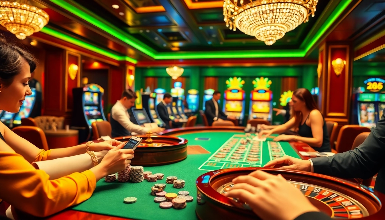 Excited players engaging with 888now's vibrant casino table and digital interface.