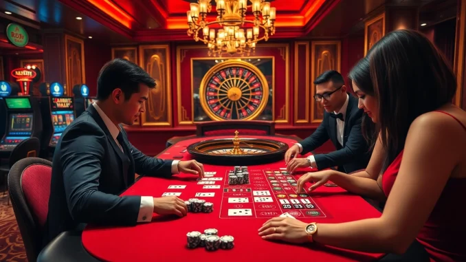 Experience the thrill of baccarat at red88.hot, featuring players and vibrant casino details.
