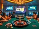 Exciting gaming action at XX88 COM casino with vibrant poker chips and a roulette wheel.