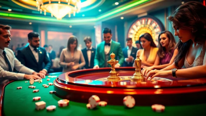 Experience thrilling gameplay at rikvip.gb.net with an upscale casino atmosphere featuring dice and poker chips.