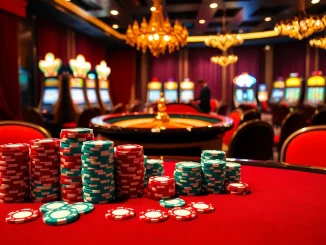 Experience excitement at https://bem88.io/ with a stunning poker table surrounded by eager players.