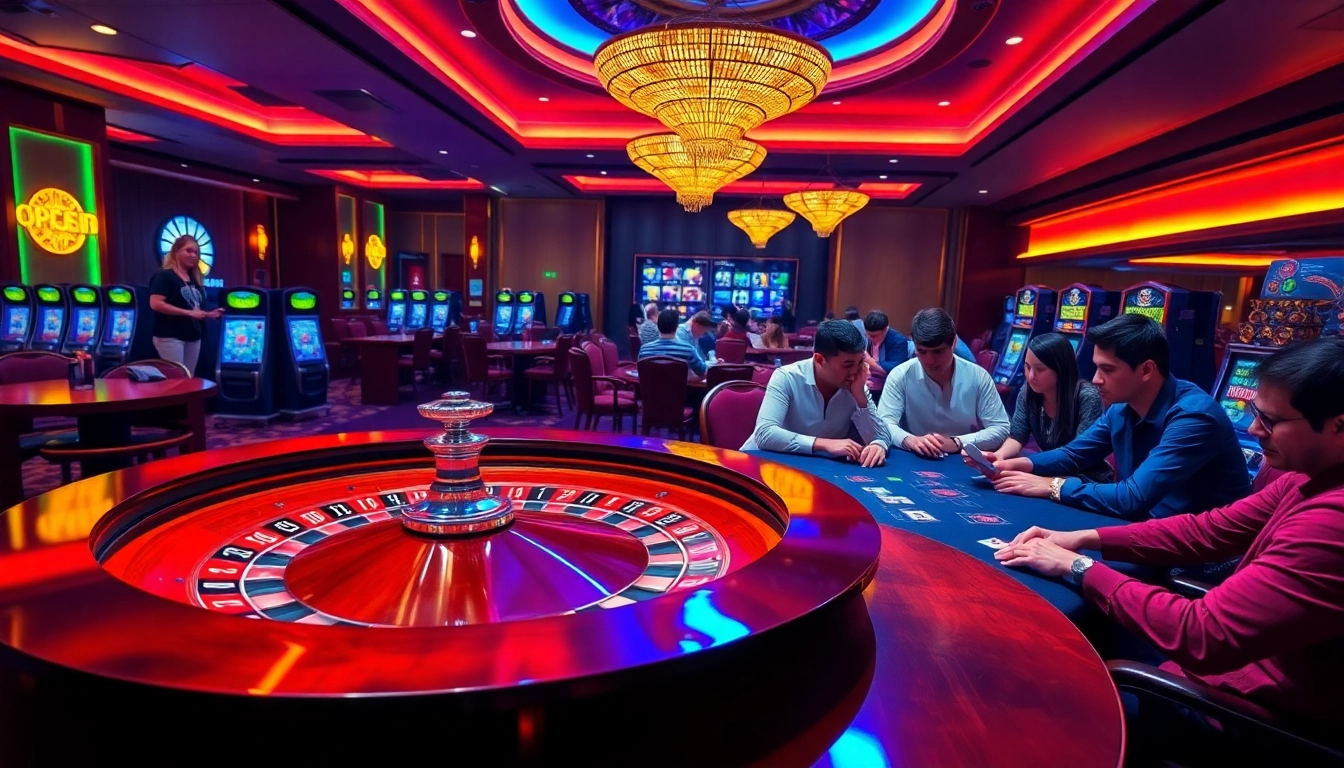 Engage with the excitement of OPEN88 at a vibrant poker table in a luxurious casino setting.