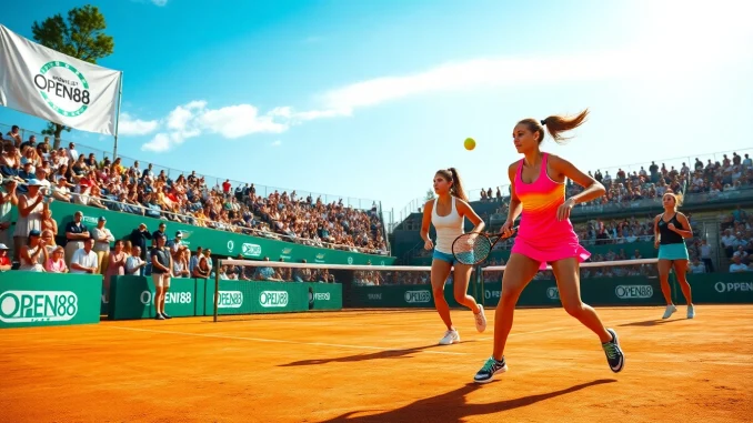 Action-packed scene from the Grand Est Open 88 featuring dynamic tennis players showcasing athleticism and excitement.