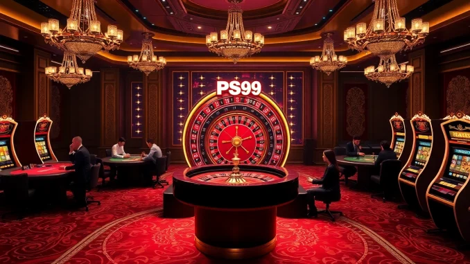 Experience the excitement of PS99 at a luxurious upscale casino with high-stakes poker tables.