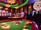Hello88 players enjoying an engaging casino environment with poker and slot machines.