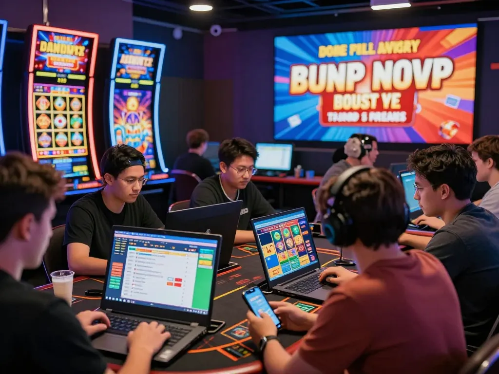 Engaged players experiencing nk88 online casino excitement on multiple devices in a vibrant digital atmosphere.