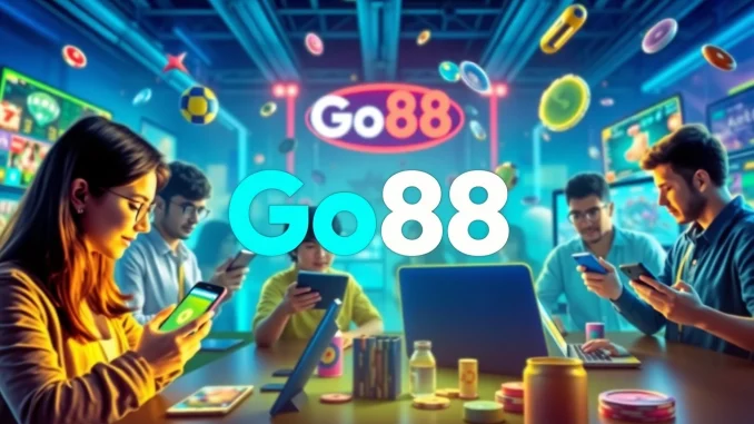 Exciting online gaming scene showcasing Go88's vibrant platform with users interacting on various devices.