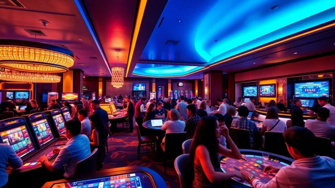 Sonclub gaming platform highlighting diverse players enjoying various games in a vibrant casino setting.