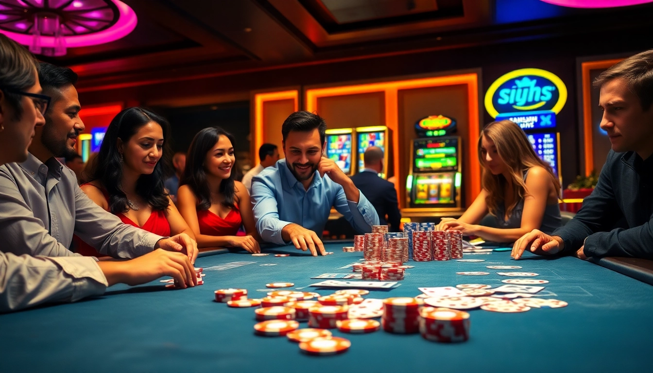S8 Casino table experience with chips and cards, engaging players in a vibrant atmosphere.
