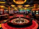 Players enjoying a thrilling game at MMOO's luxurious casino, featuring roulette tables and poker action.
