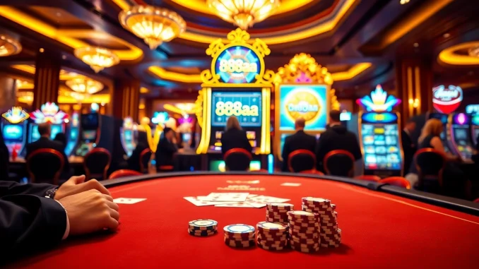 Players enjoy high-stakes poker at 88aa casino, showcasing luxury and excitement.