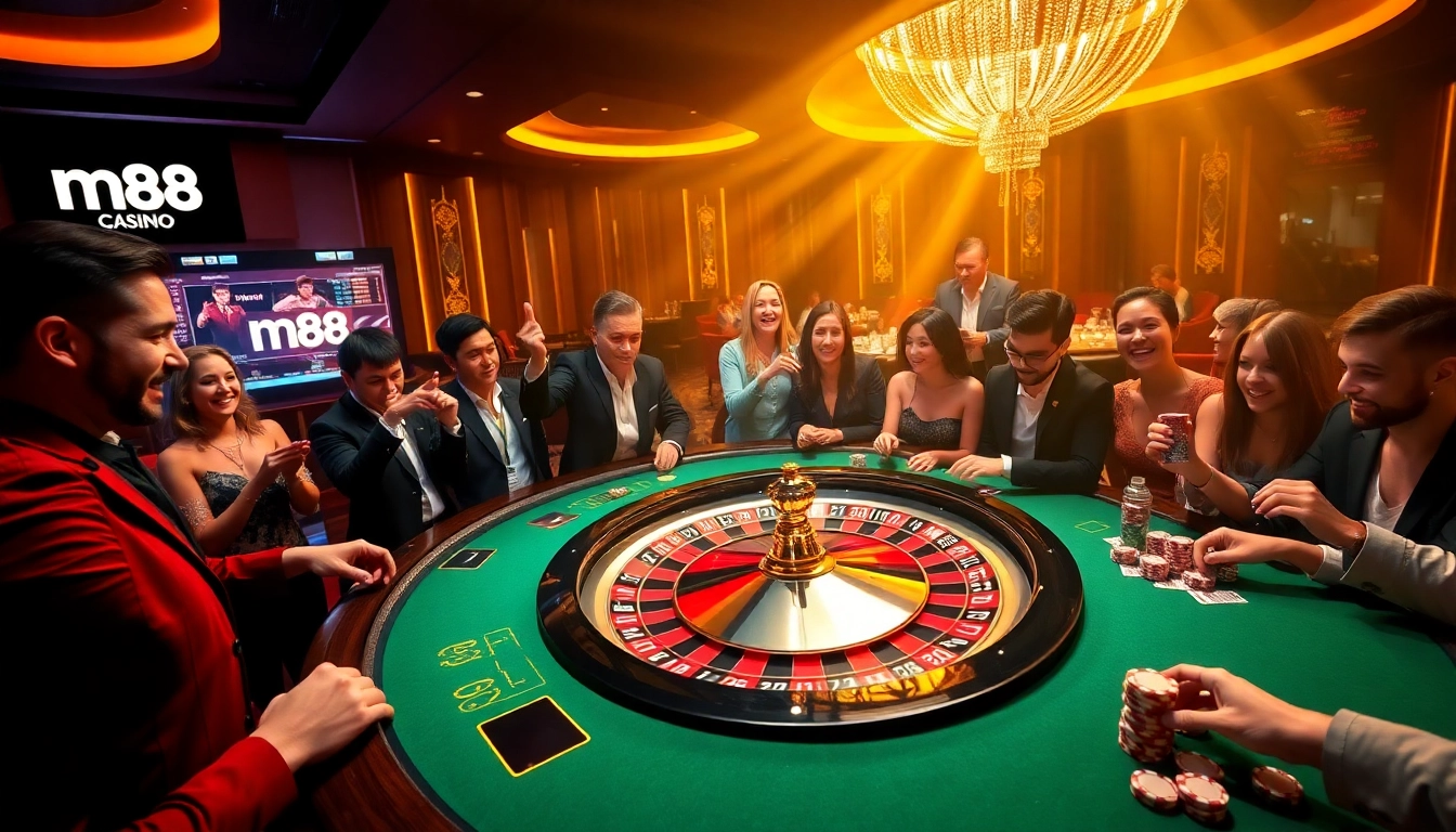 Experience excitement with m88 casino gaming, featuring vibrant roulette action and engaging players.