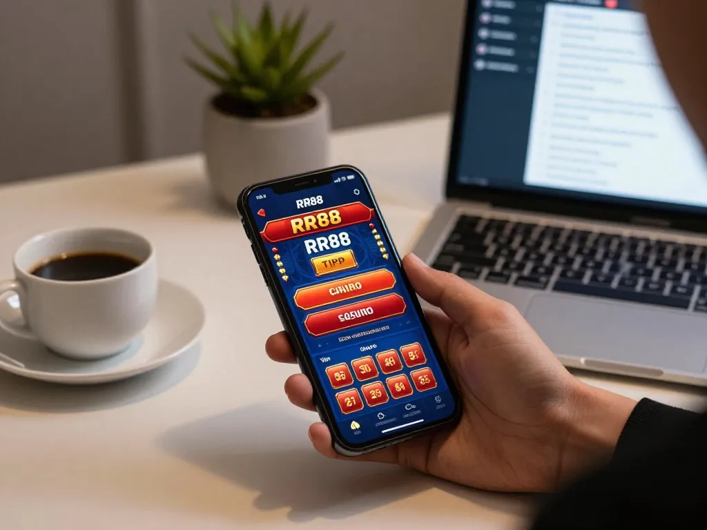Engaging with the RR88 app on mobile for strategic online gaming and betting.
