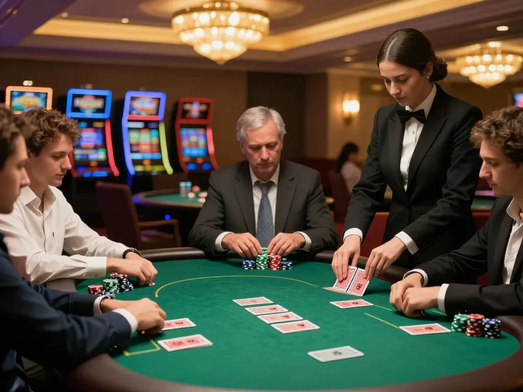 Players strategizing at the MM88 poker table, high-stakes game atmosphere.