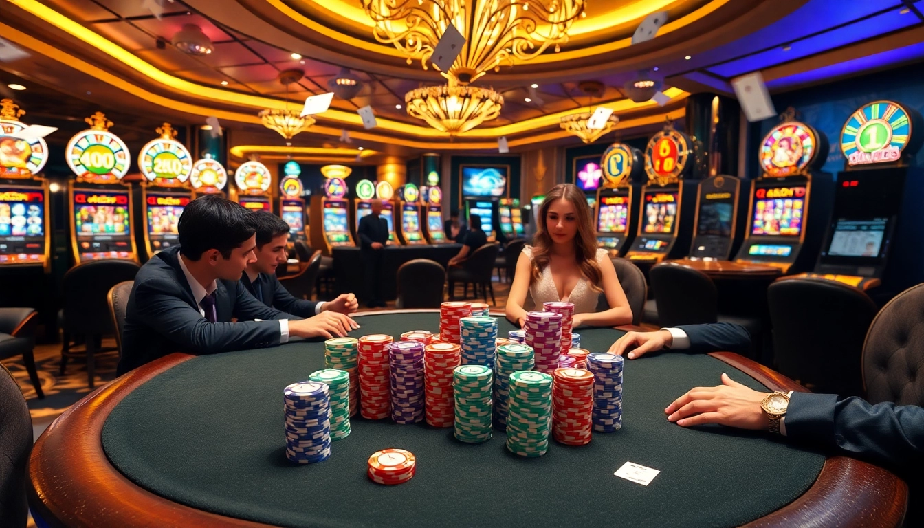 Experience the excitement of go99 at a luxurious casino table with vibrant chips and cards.