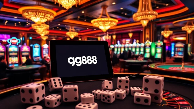 Players winning at an upscale casino, showcasing gg88 gaming experience with vibrant tables and interfaces.