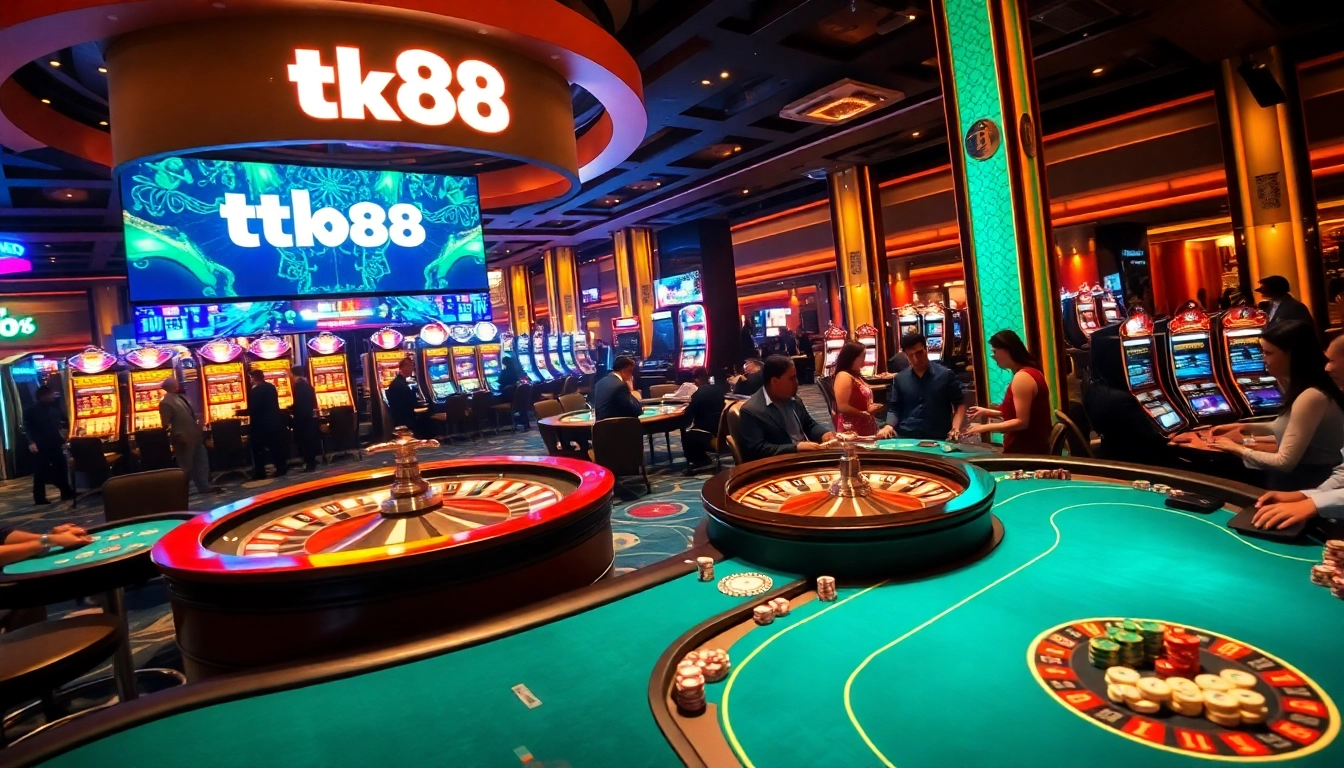 Experience the thrill of tk88 casino with vibrant gambling elements and engaging players.