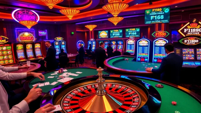 Experience thrilling gameplay at https://f168biz.com/ featuring exciting casino tables and vibrant roulette wheels.