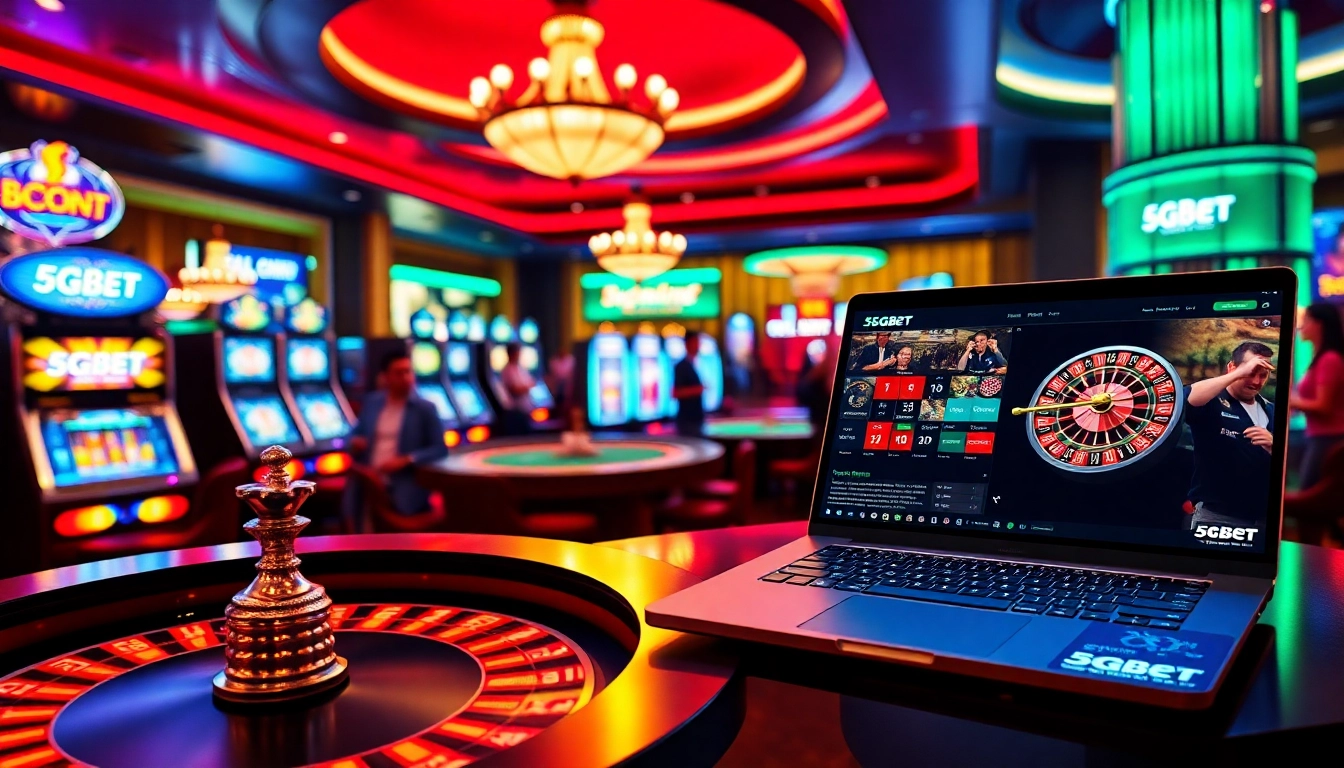 Experience thrilling online gambling with 5GBet's vibrant casino interface and dynamic games.