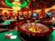 Experience thrilling gameplay at Go88's elegant casino tables with vibrant poker chips and roulette wheels.