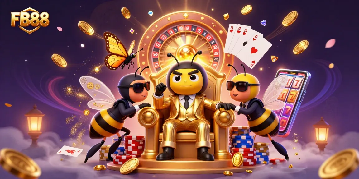 FB88 invites players to enjoy an exciting 3D casino scene filled with golden coins, vibrant games, and dynamic characters.