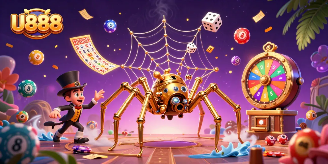 Engage with U888's thrilling gaming experience through dynamic visuals of a 3D steampunk scene.